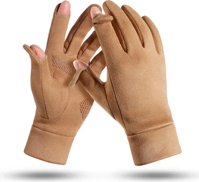 Produktbild von Warme Winterhandschuhe mit flexiblen, undichten Fingern, Touchscreen-SMS-Finger, winddichte Wildlederhandschuhe