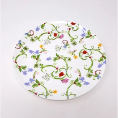 Zdjęcie produktu dla Talerz do ciasta FLEURETTE D. 19 cm, biały, z motywem pnączy i kwiatów TeaLogic