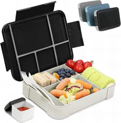 Produktbild von Bugucat Brotdose Kinder Bento Box Auslaufsicher 1330ML 6 Fächer Besteckset