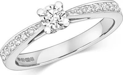 Produktbild von Funkelndes Feuer 9 Karat (375) Weißgold Damen - Diamant Solitärring Brillant-Schliff 0.37 Karat H - I1, 57 (18.1); TRS320719KWRSP