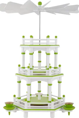 Produktbild von 3-stöckige Pyramide weiß-grün unbestückt (35cm) von Kunstgewerbe Uhlig