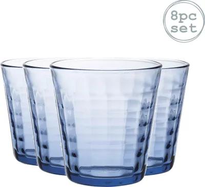Produktbild von Duralex Prisme Trinkgläser - 275ml Tumblers für Wasser, Saft - Blau - Packung mit 8
