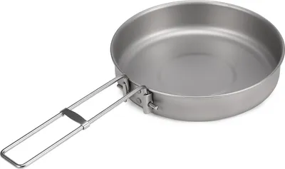 Produktbild von 750ml Ultraleichte Titan-Bratpfanne mit faltbarem Griff Camping im Freien Wandern Picknick Kochen Bratpfanne