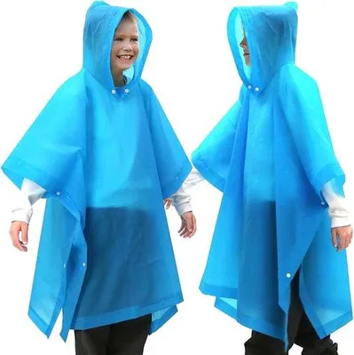 Produktbild von Famanu Regenponcho Set für Kinder - Wiederverwendbar, Wasserdicht, mit Kapuze
