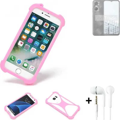 Produktbild von K-S-Trade Bumper + Kopfhörer kompatibel mit Tecno Pop 6 Pro Handy Hülle Schutzhülle Silikon Schutz Hülle Cover Case Silikoncase Silikonbumper TPU
