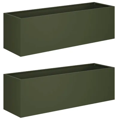 Zdjęcie produktu dla vidaXL Donice ogrodowe, 2 sztuki, oliwkowa zieleń, 80 x 30 x 30 cm