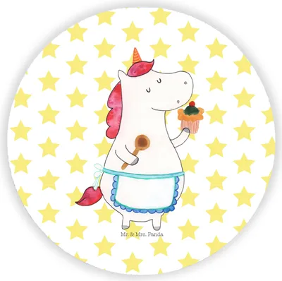 Produktbild von Mr. & Mrs. Panda Kühlschrankmagnet Einhorn Küche - Weiß - Geschenk, Einhörner, pinnwand magnet, Unicorn, Motivation, für pinwand, Koch, mit motiv, Kuchen, Träumen, Muffin