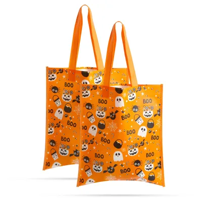 Imagen del producto de Bolsas de regalo de Halloween - 27 x 31 cm - color naranja - 2 unidades por paquete