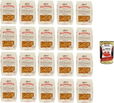 Produktbild von Rummo Riccioli n° 54 Pasta Lenta Lavorazione Teigwaren aus Hartweizengrieß Bronze-Zeichnung 20x 500g + Italian Gourmet polpa 400g