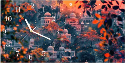 Produktbild von Wanduhr aus Glas mit Motiv Traumhafter Tempel- 60 x 30 cm - inkl. Aufhängesystem