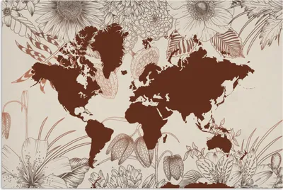Produktbild von MuchoWow® Poster Weltkarte - Blumen - Rot 120x80 cm - Bilder