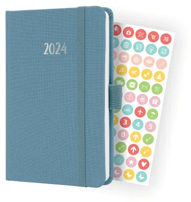 Wochenkalender Jolie 2024, A6, blau, Hardcover, 174 Seiten