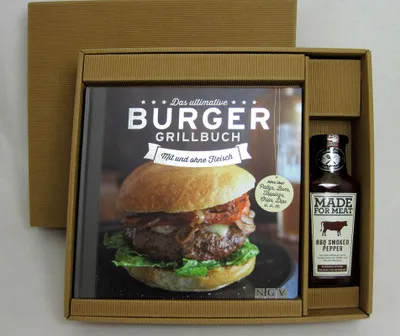 Produktbild von Das ultimative Burger-Grillbuch-Set incl. 235 g BBQ Sauce im Geschenkkarton
