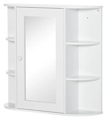 Produktbild von HOMCOM Spiegelschrank Badezimmerregal Badeschrank Wandmontage MDF Weiß