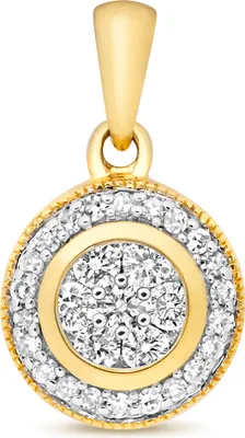 Produktbild von Atemberaubender 9 Karat (375) Gold Damen - Diamant Anhänger Brillant-Schliff 0.25 Karat H - I1 - 15mm*9mm; TRS158609KY
