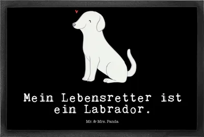 Produktbild von Mr. & Mrs. Panda Schmutzmatte Labrador Lebensretter 50 x 75 cm - Schwarz - Geschenk, Eingangsteppich, fußmatte, Fussmatte, Schmutzfangmatte, Schmutzfänger