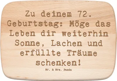 Produktbild von Mr. & Mrs. Panda Frühstücksbrettchen Spruch 72. Geburtstag - Transparent - Geschenk, handgefertigt, Schneidebrett, Alter, Frühstücksbrett, Erinnerungen, schneidbrett