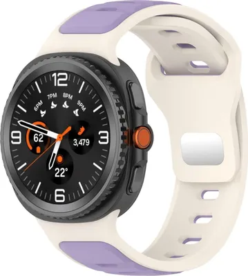 Produktbild von Für Samsung Galaxy Watch 8 / 8 Classic Reverse Buckle Two Color Silikon Armband Beige / Lila