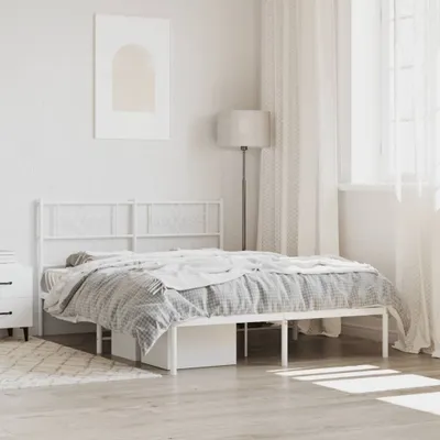 Image de Maison Exclusive - Cadre de lit avec tête de lit en métal blanc 140x190 cm