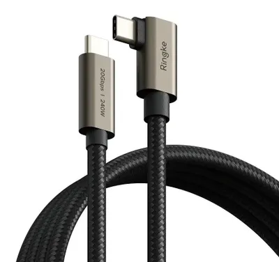 Obrázok produktu pre Kábel Ringke 3.2 generácia 2x2 USB-C, PD 3.1 240W 2m uhlový - čierny