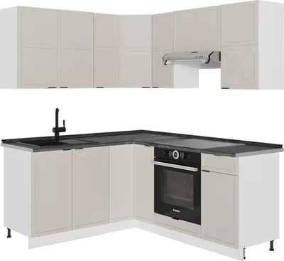 Zdjęcie produktu dla Kogoszczona kuchnia Vicco Fame-Line GreyBeige/Biały 190 x 160 cm, BP Antracyt, Model 50550