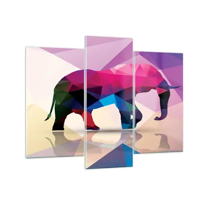 Produktbild von Bilder auf glas - Elefanten Illustration Bunt - 130x100cm - Glasbilder - Wandbilder - Kunstdruck - zum Aufhängen bereit - Wanddekoration aus Glas - Glas Bilder - Wandbild auf Glas - GCB130x100-2807