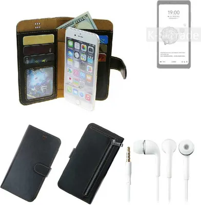 Produktbild von TOP SET Handy Hülle Schutz Hülle kompatibel mit HiSense A9  schwarz aus Kunstleder + Kopfhörer Smartphone Tasche vollwertige Geldbörse