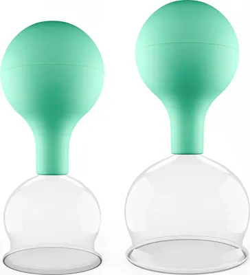 Produktbild von Pulox Schröpfgläser Set aus Echtglas 2 Stück. 5,2cm und 6,2cm Grün