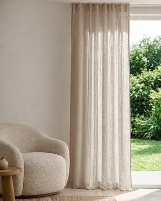 Produktbild von Unyqoos® HOOMstyle Inbetween-Vorhang Noa – Fertigvorhang mit Haken & Faltenband, 140x270 cm, Sand/Taupe, Polyester Leinenoptik ()