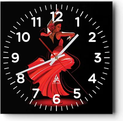 Produktbild von Wanduhr - Quadrat - Glasuhr - Tanz Tänzer - 30x30cm - Schleichendes Uhrwerk - Lautlos - zum Aufhängen bereit - Dekoration Modern - Wanddekoration aus Glas - C4AC30x30-4121