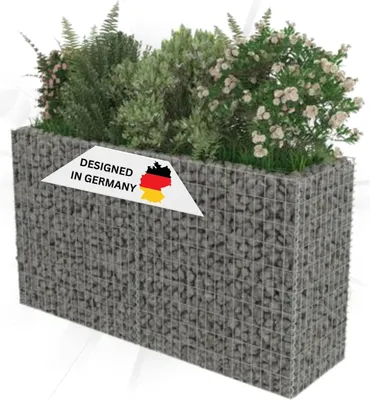 Produktbild von DELUKE® Gabionen Hochbeet ROON aus Stahl | 180×50×100cm | Steinkorb Gabionengitter Ziergabione Steingabione Drahtkorb befüllbar