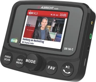 Immagine prodotto di Albrecht DR 56C Sintonizzatore autoradio DAB+/UKW con display a colori e sistema telefonico vivavoce