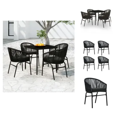 Produktbild von vidaXL 5-tlg. Garten-Essgruppe Schwarz -  Gartenmöbel-Sets