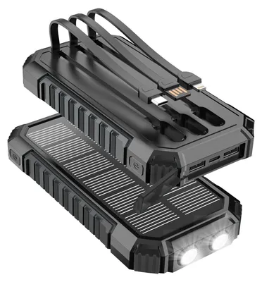 Image de Batterie externe solaire 20000 mAh – Chargeur rapide 15 W, batterie portable, avec 3 ports intégrés