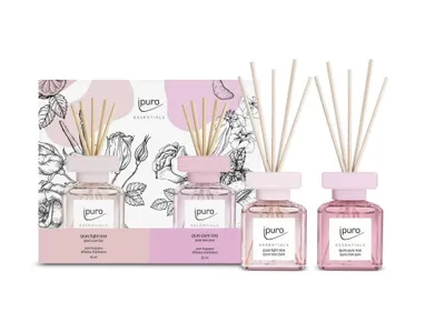 Productafbeelding van ipuro Essentials Light & Pure Rose, 2x50ml, diffuser in cadeauverpakking