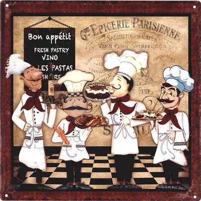 Produktbild von Moritz Retro Deko Blechschild Köche Bon Appetit Geschenk-Idee aus Metall Vintage-Design zur Dekoration