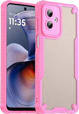 Immagine prodotto di Custodia per Motorola Moto G55 - Cover posteriore Phonesta Shockproof Armor Semi-Trasparente - Rosa