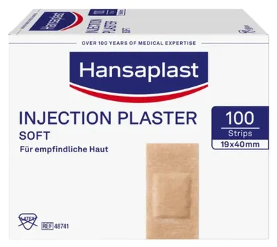 Obrázek produktu pro Hansaplast Měkké injekční náplasti 1,9 cm x 4 cm pro citlivou pokožku, 100 náplastí
