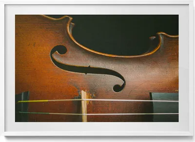Produktbild von Geigeninstrument– Wandbild mit Rahmen – Gerahmtes Bild  – Wanddekoration – 100x70 cm –  Weiß Rahmen