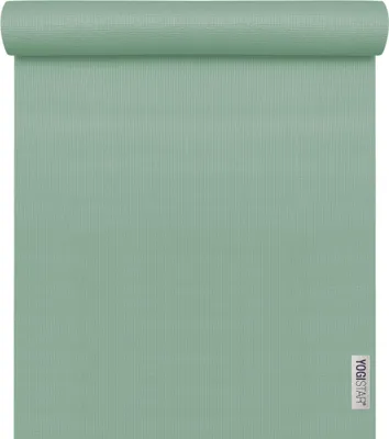 A rolled-up yoga mat on a white background.