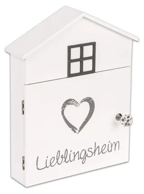 Schlüsselkasten aus Holz, Weiß, 24 x 6 x 29,5 cm