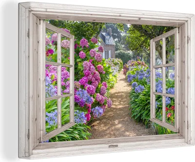 Zdjęcie produktu dla OneMillionCanvasses® - Obraz na płótnie - Canvas Wall Art Obraz na płótnie - Hortensja - Przezroczysty - Kwiaty - Lato - Fioletowy - Podróż -