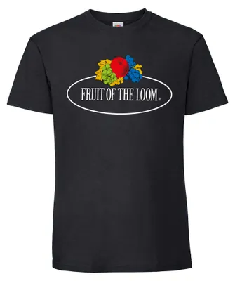 Produktbild von Fruit of the Loom Ringspun Premium T-Shirt mit Vintage-Logo auf der Brust Farbe: schwarz - Vintage-Logo groß Größe: 2XL