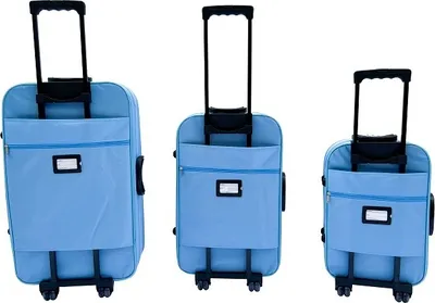 Produktbild von Reisekoffer Stoffkoffer Trolley Gepäck Set 3 tlg. Travel Rollkoffer Hangepäck Blau