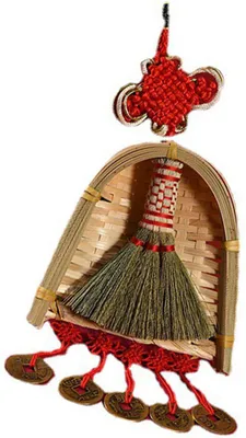 Image de Balai Décor Pelle à poussière Ornement de l'année chinoise Pendentif New Tassel Hanging Decor Mini Fortune Broom Decoration M
