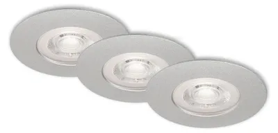 Image de Lampe LED encastrée BRILONER LEUCHTEN KULANA, 5 W, 460 lm, IP44, chrome mat, plastique, lot de 3, Ø 9 cm