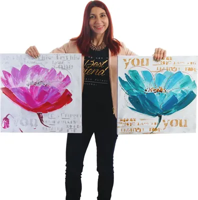 Obrázek produktu pro Olejomalba Orchidej, 100% ručně malovaná nástěnná malba XL, 100x50cm