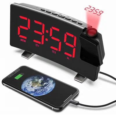 Digitaler Radiowecker mit 8-Zoll-LED-Display und Projektion