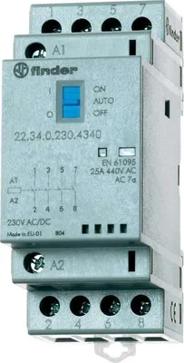 Zdjęcie produktu dla Stycznik instalacyjny serii 22, 25 A 22.34.0.012.4340 4 zestyki zwierne (30/110/220 V) 25/5/1 A (22.34.0.012.4340)