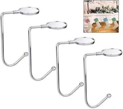Imagen del producto de Soporte para bolsos Ibzenoa® (pack de 4) – Ganchos metálicos portátiles para mesas con un grosor máximo de 7 cm, antideslizantes, de 11 x 7 cm, con capacidad de carga de hasta 10 kg